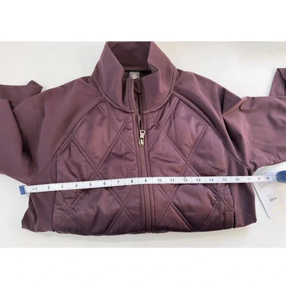 Rhone Alpine Jacket Brown Berry Quilted Satin Mock Neck Full Zip Womens Medium - Picture 4 of 10